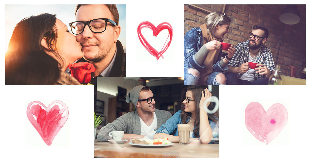 Sweet Couples Wearing glasses to Valentine's Day Date
