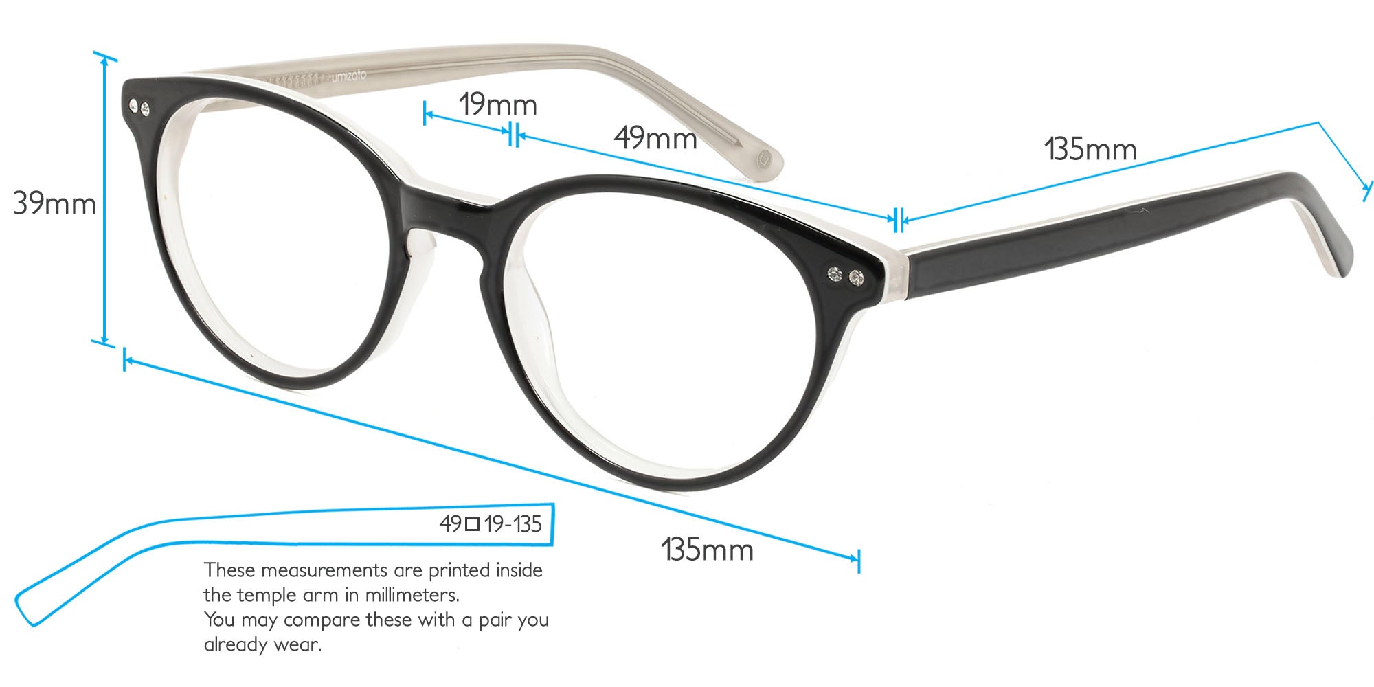 Eclipse Computer Gaming Glasses Frame Measurements