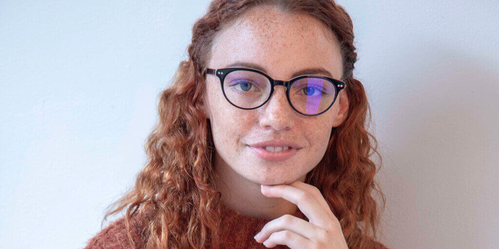 manila jet blue light blocking glasses for women girl freckles