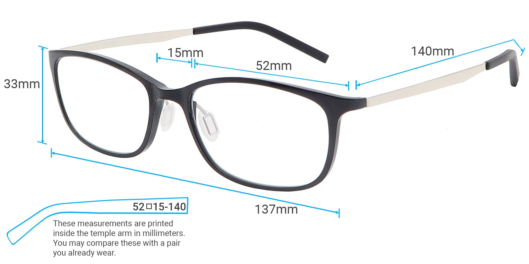 Orion Computer Gaming Glasses Frame Measurements